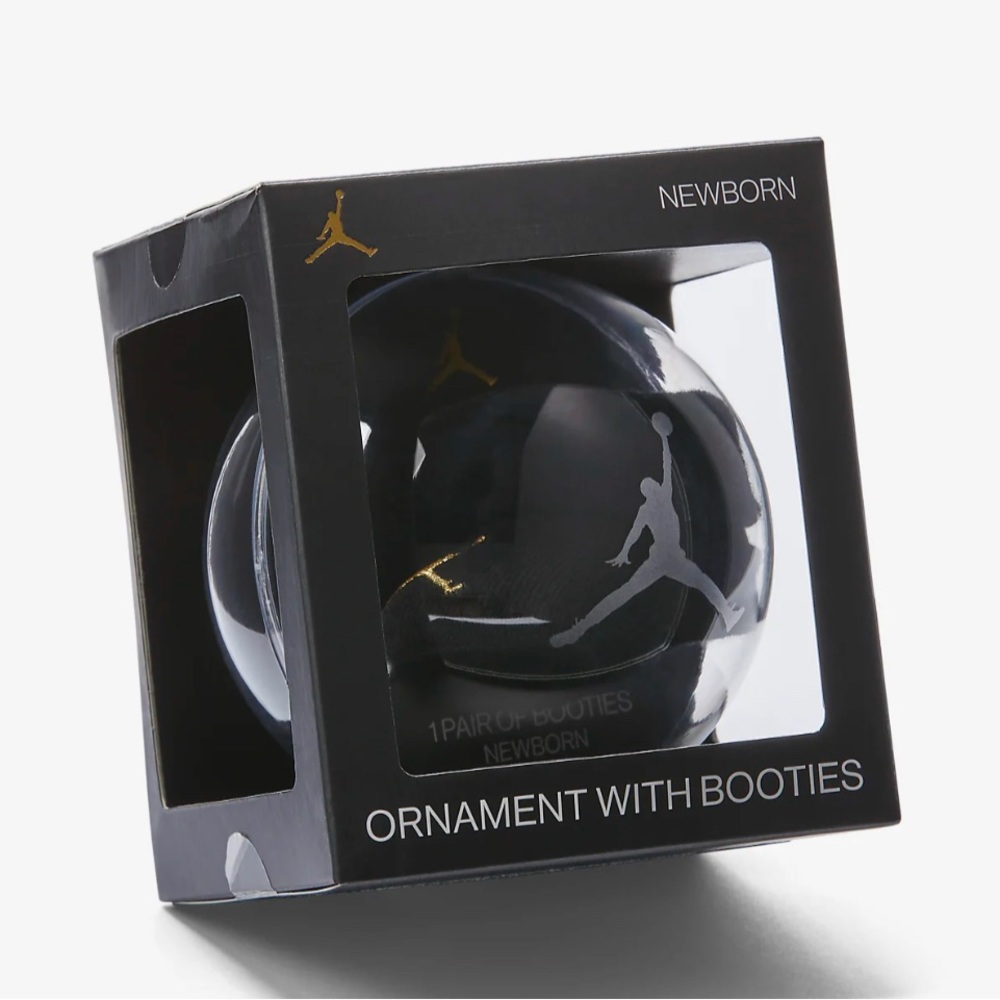 Nike Jordan Baby Booties Ornament Box Set. New. Black. Newborn.